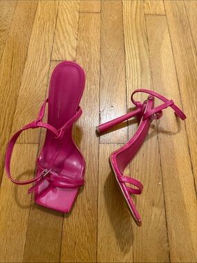 Hot Pink Strappy High Heel Sandals - Women's Stylish Dress Heels